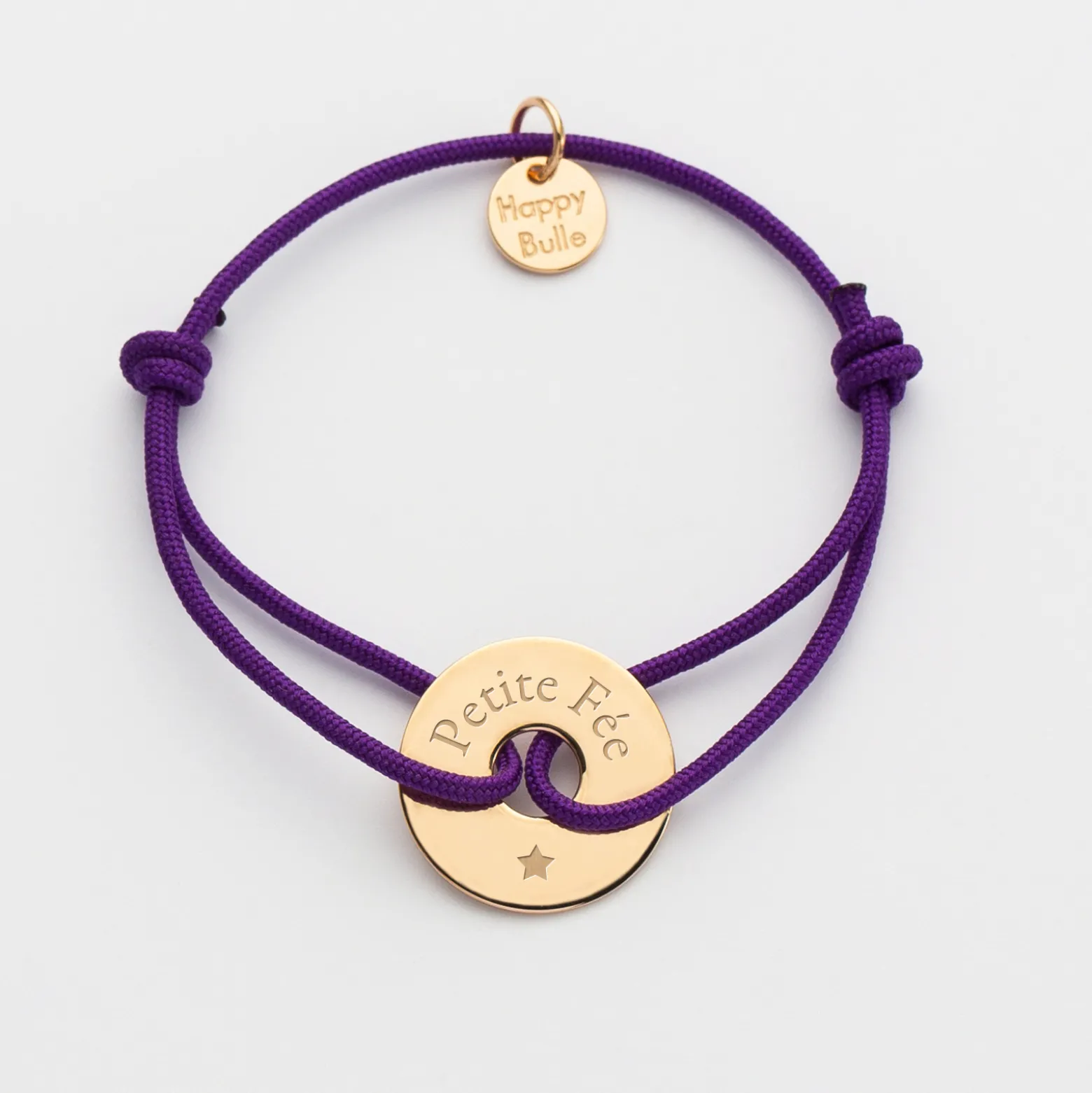 Bracelet enfant personnalisé médaille gravée plaqué or cible 16mm
