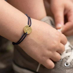 Bracelet enfant personnalisé médaille gravée plaqué or 2 trous 15 mm - Edition spéciale KIDS