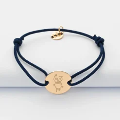 Bracelet enfant personnalisé médaille gravée plaqué or 2 trous 15 mm - Edition spéciale KIDS