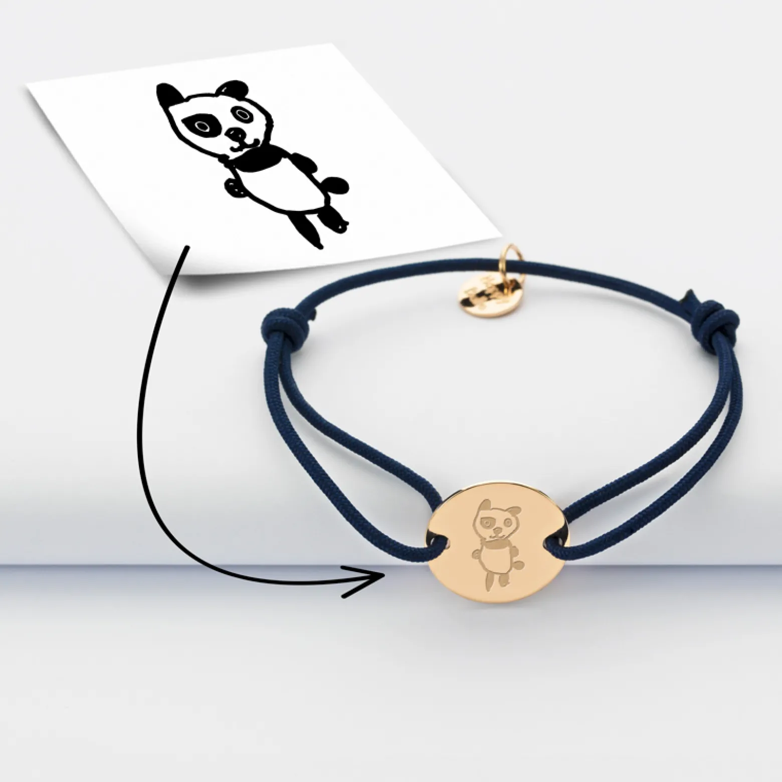 Bracelet enfant personnalisé médaille gravée plaqué or 2 trous 15mm