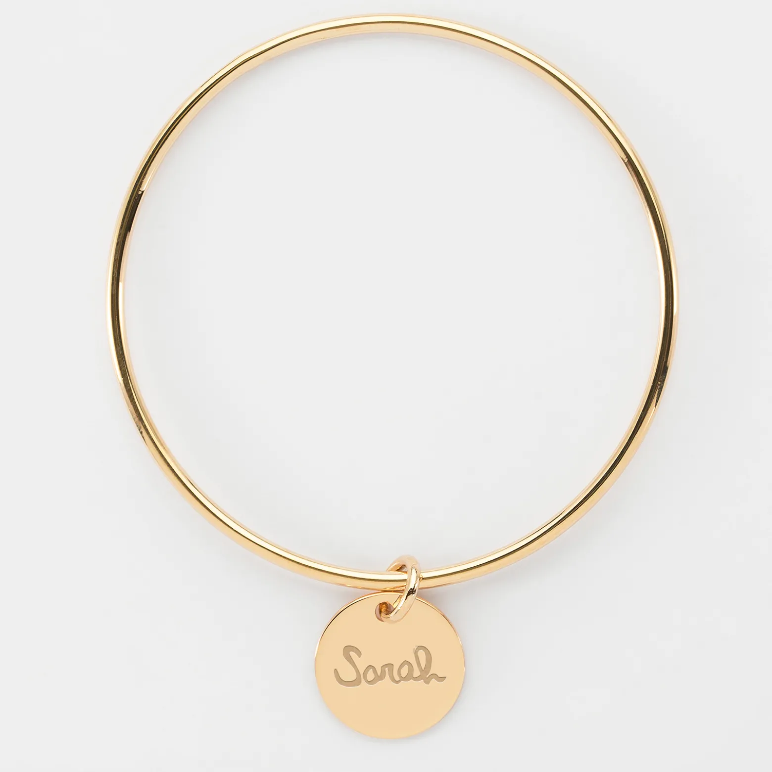 Bracelet enfant personnalisé jonc plaqué or médaille gravée 15 mm