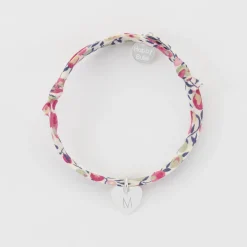 Bracelet enfant personnalisé Liberty médaille gravée initiale argent coeur 10 mm