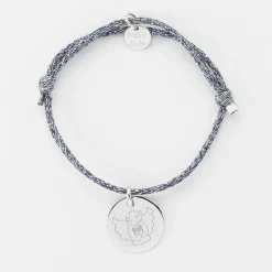 Bracelet enfant personnalisé cordon pailleté médaille gravée argent 15 mm - HappyBulle x MyLovelyThing