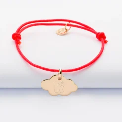 Bracelet enfant personnalisé médaille gravée plaqué or nuage 20x14 mm - Happybulle x Barbapapa