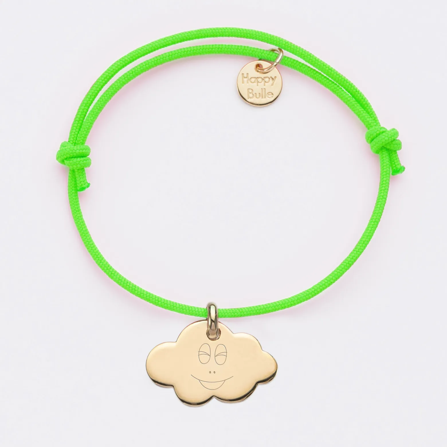 Bracelet enfant personnalisé médaille gravée plaqué or nuage 20x14 mm - Happybulle x Barbapapa