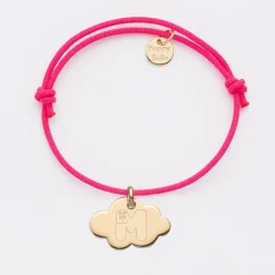 Bracelet enfant personnalisé médaille gravée plaqué or nuage 20x14 mm - Happybulle x Barbapapa