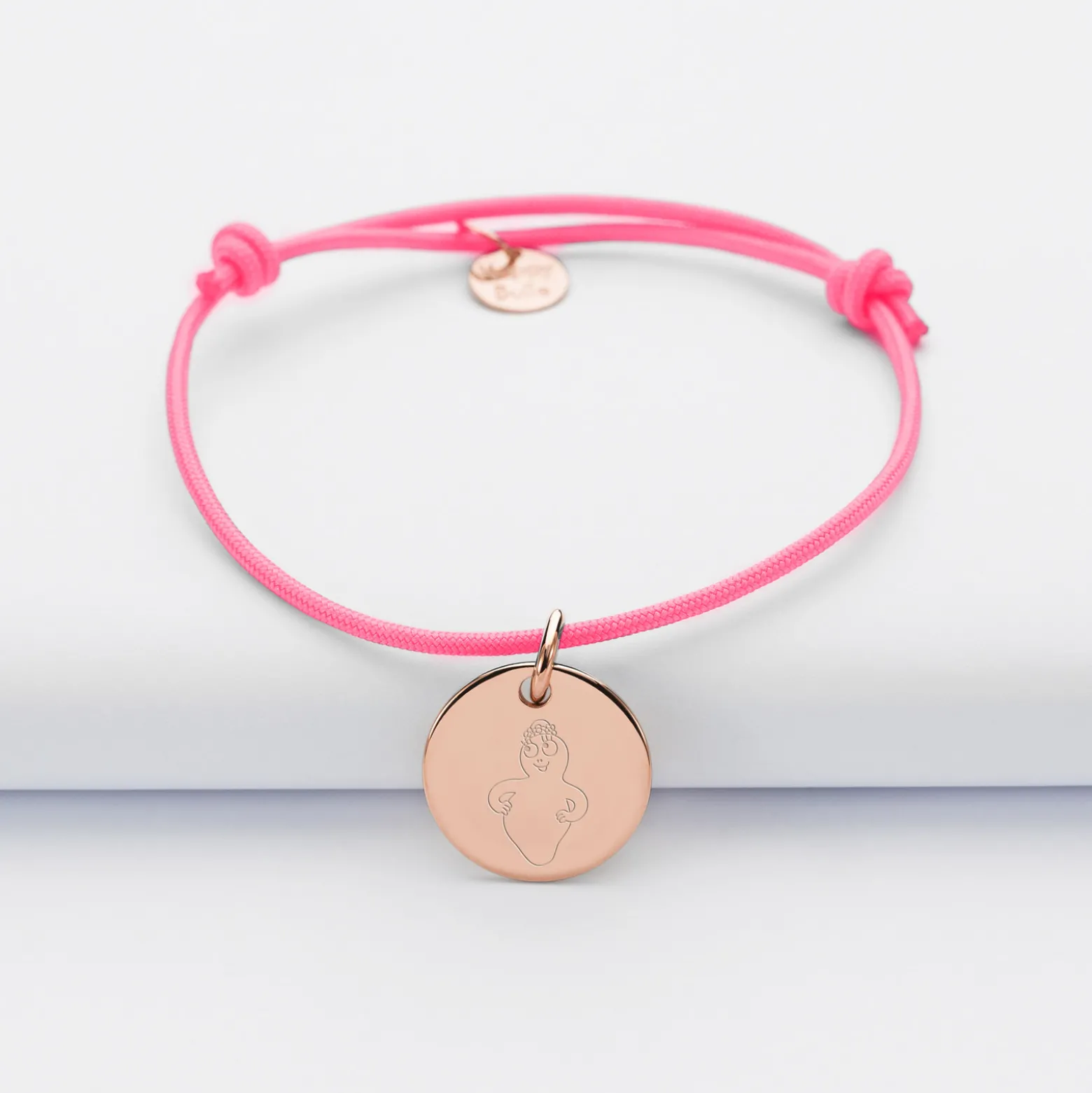 Bracelet enfant personnalisé médaille gravée plaqué or rose 15 mm - HappyBulle x Barbapapa