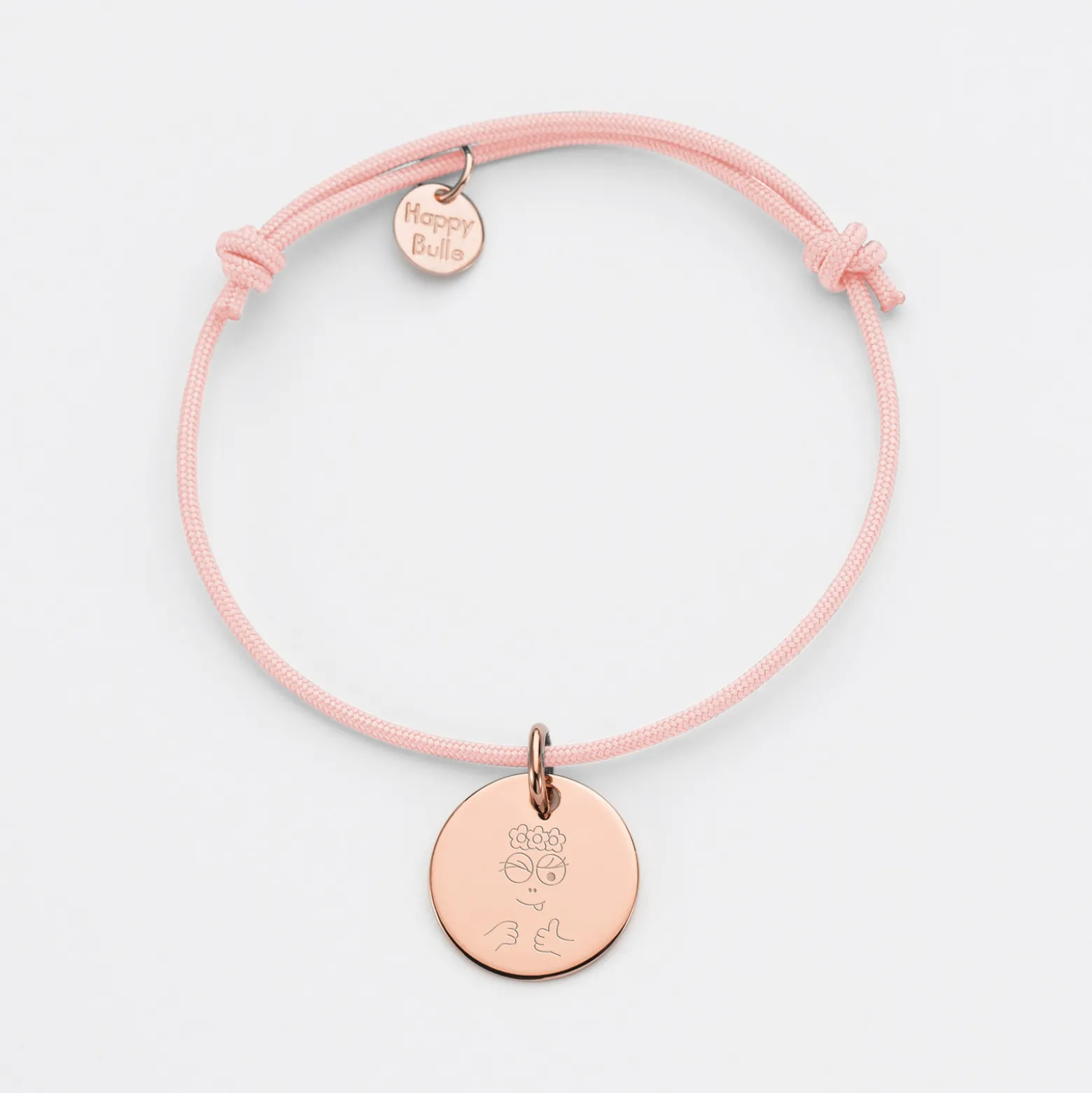 Bracelet enfant personnalisé médaille gravée plaqué or rose 15 mm - HappyBulle x Barbapapa