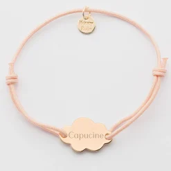 Bracelet enfant personnalisé médaille gravée plaqué or nuage 2 trous 20x14 mm