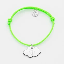 Bracelet enfant personnalisé médaille gravée argent nuage 20x14 mm - Happybulle x Barbapapa