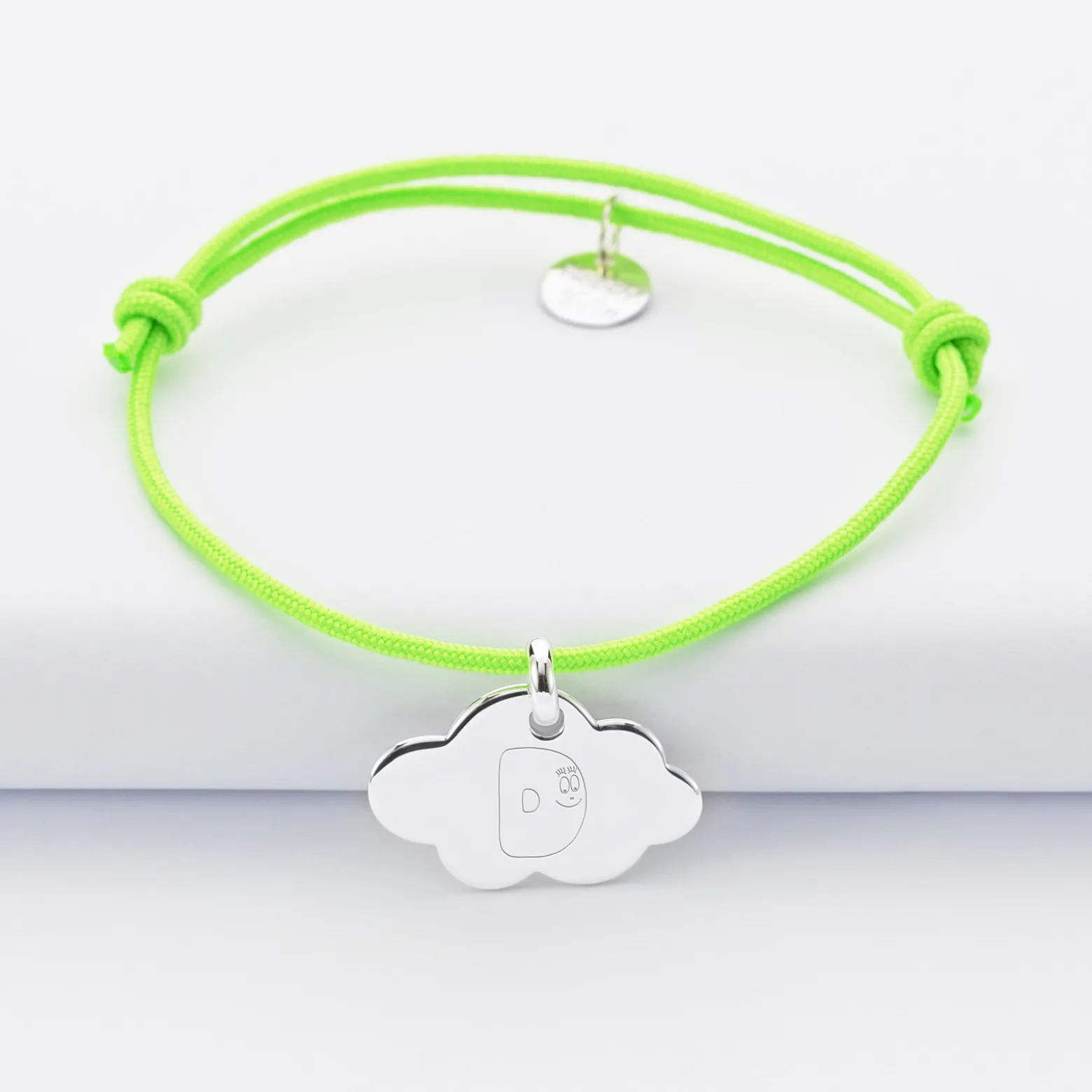 Bracelet enfant personnalisé médaille gravée argent nuage 20x14 mm - Happybulle x Barbapapa