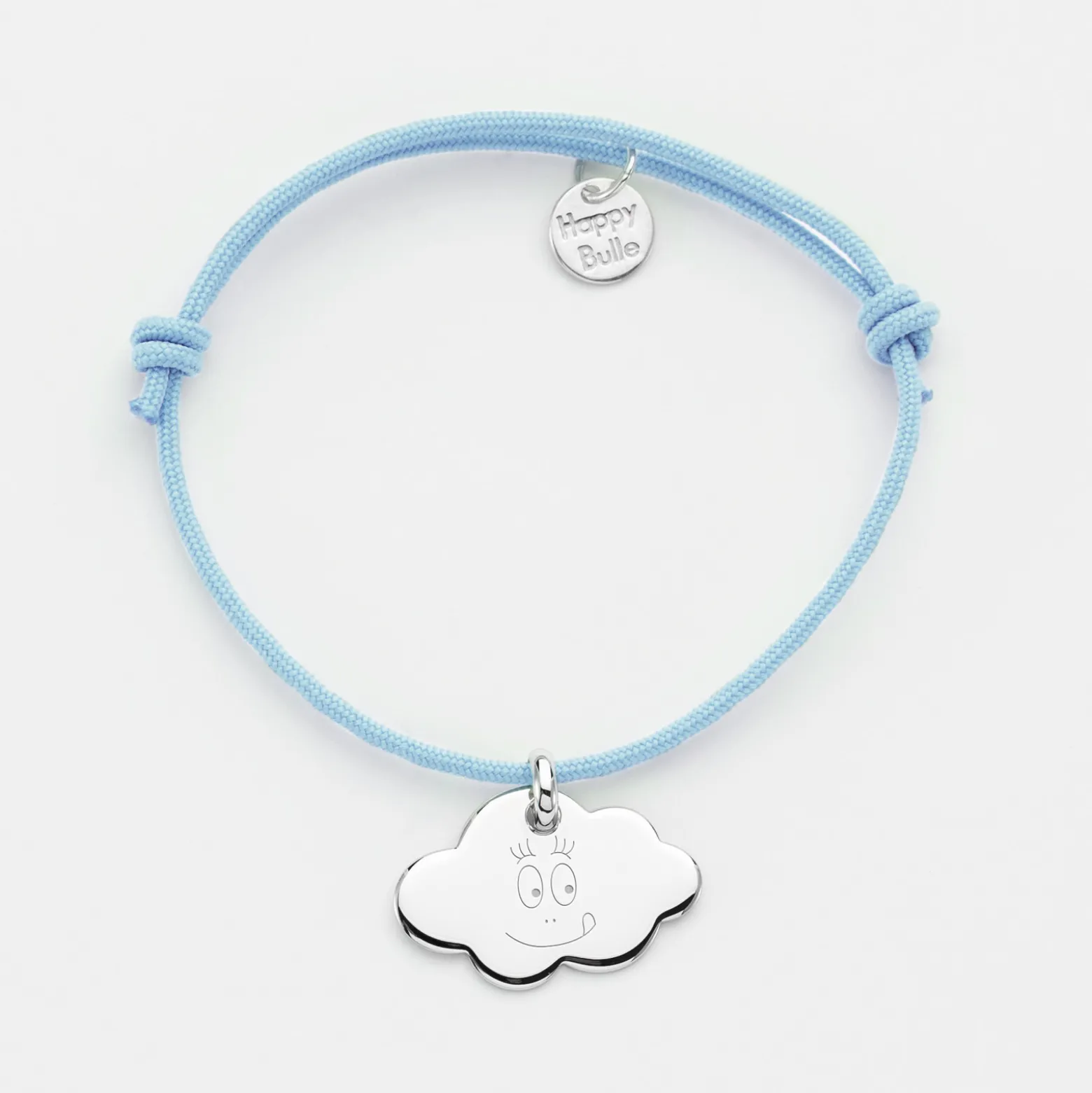 Bracelet enfant personnalisé médaille gravée argent nuage 20x14 mm - Happybulle x Barbapapa