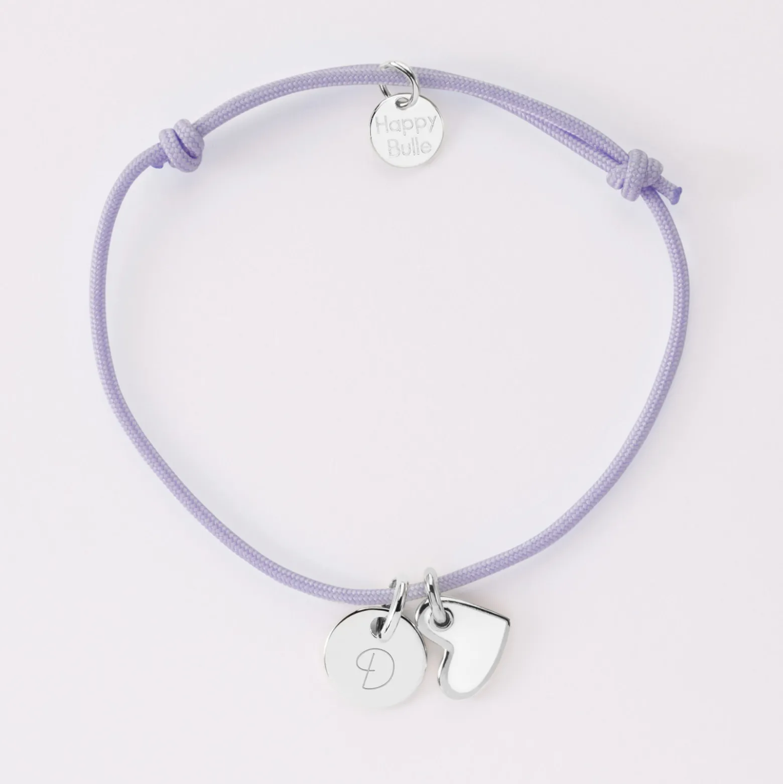 Bracelet enfant personnalisé médaille gravée argent 10 mm et breloque coeur email 10 mm