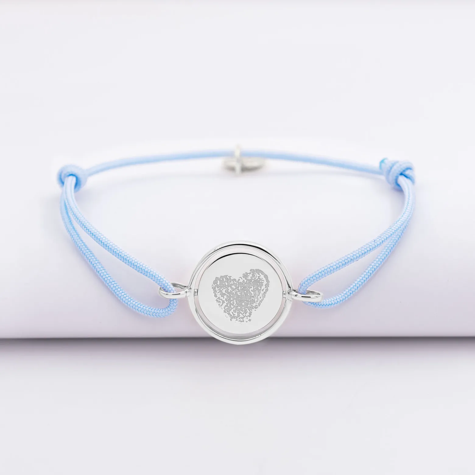 Bracelet enfant personnalisé cordon médaille réversible Eternelle gravée argent 2 trous 16 mm