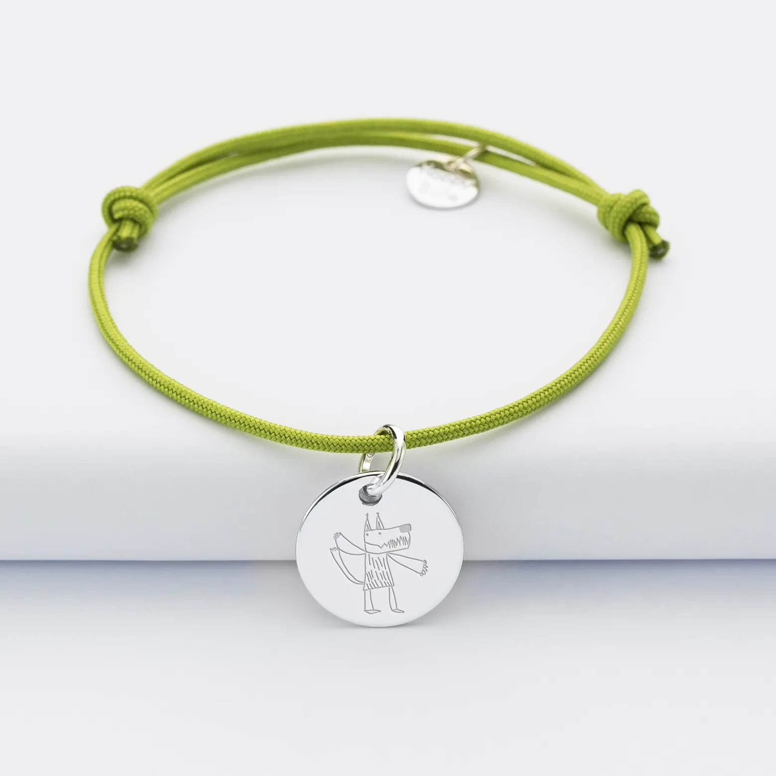 Bracelet enfant personnalisé médaille gravée argent 15 mm