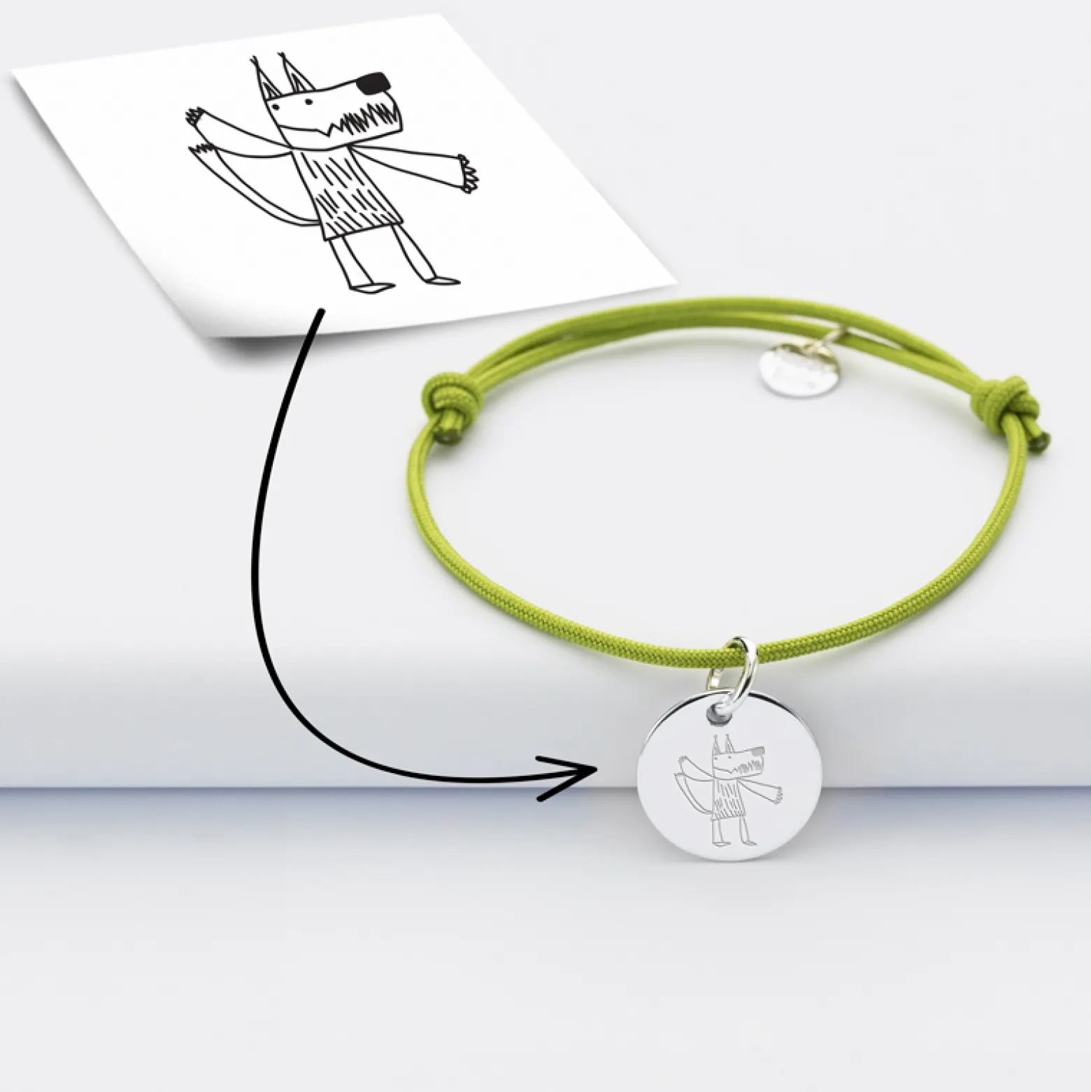 Bracelet enfant personnalisé médaille gravée argent 15 mm