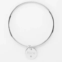 Bracelet enfant personnalisé jonc argent médaille gravée 15 mm