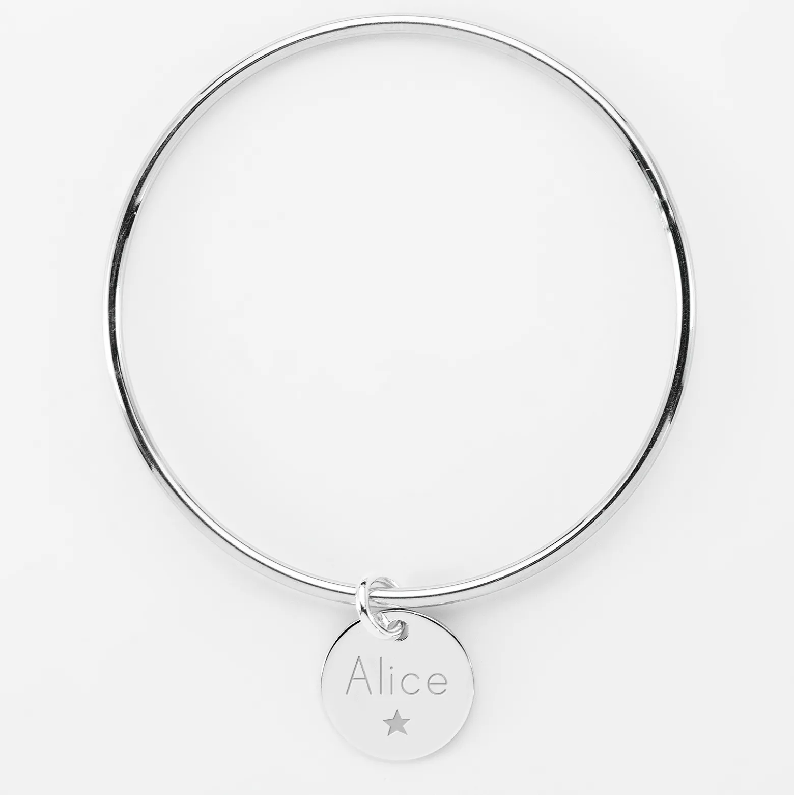 Bracelet enfant personnalisé jonc argent médaille gravée 15 mm
