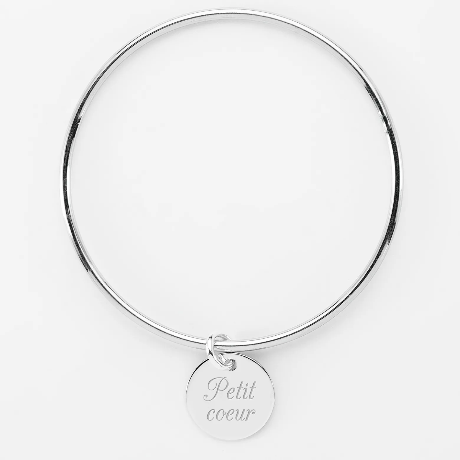 Bracelet enfant personnalisé jonc argent médaille gravée 15 mm