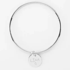 Bracelet enfant personnalisé jonc argent médaille gravée 15 mm