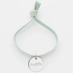 Bracelet enfant personnalisé cordon élastique médaille gravée argent 15 mm