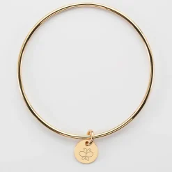 Bracelet enfant personnalisé jonc plaqué or médaille gravée initiale 10 mm