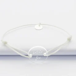 Bracelet enfant personnalisé cordon phosphorescent médaille gravée acrylique