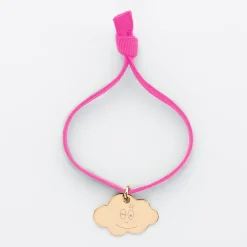 Bracelet enfant personnalisé cordon élastique médaille gravée plaqué or nuage 20x14 mm - Happybulle x Barbapapa