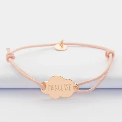 Bracelet enfant personnalisé médaille gravée plaqué or nuage 2 trous 20x14 mm - Nos petits imparfaits