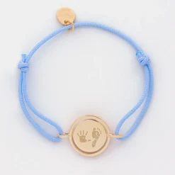 Bracelet enfant personnalisé cordon médaille réversible Eternelle gravée plaqué or 2 trous 16 mm - HappyBulle x Capucine