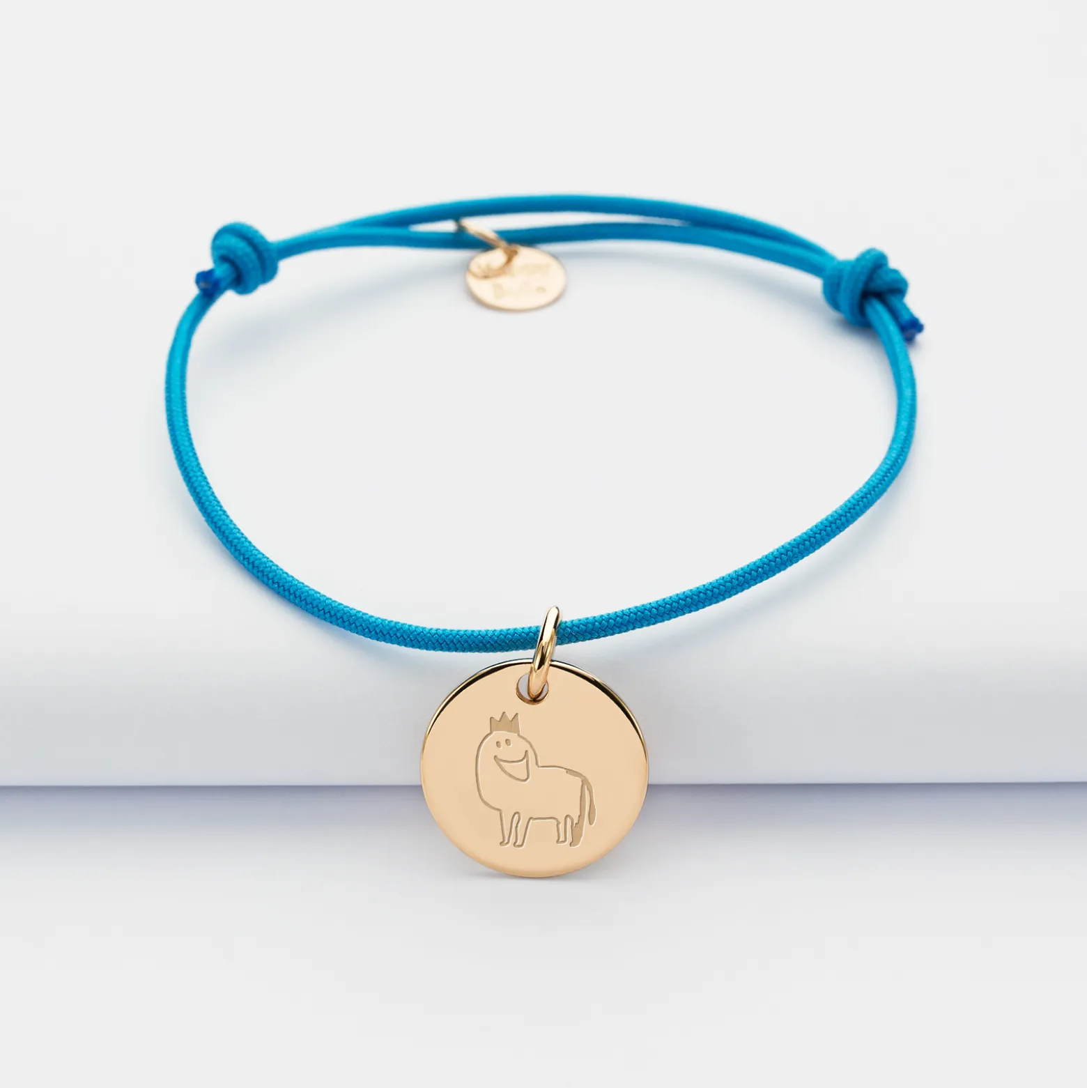 Bracelet enfant personnalisé médaille gravée plaqué or 15mm