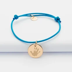 Bracelet enfant personnalisé médaille gravée plaqué or 15mm