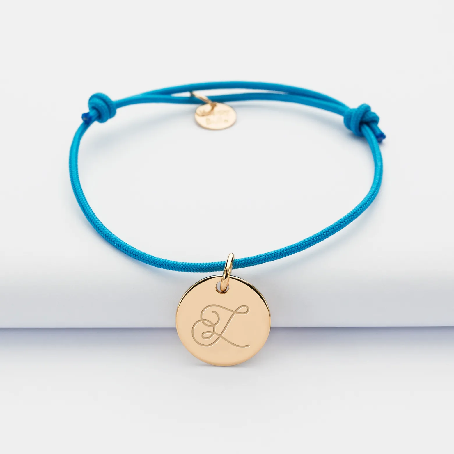 Bracelet enfant personnalisé médaille gravée plaqué or 15mm