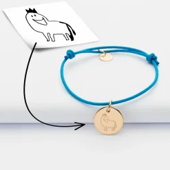 Bracelet enfant personnalisé médaille gravée plaqué or 15mm
