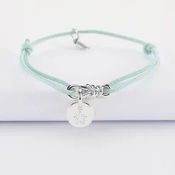 Bracelet enfant personnalisé cordon "Le lien" et médaille gravée argent 10 mm - HappyBulle x Lilylovesfashion