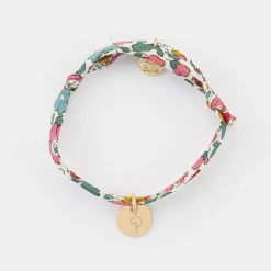 Bracelet enfant personnalisé Liberty médaille gravée plaqué or 10 mm
