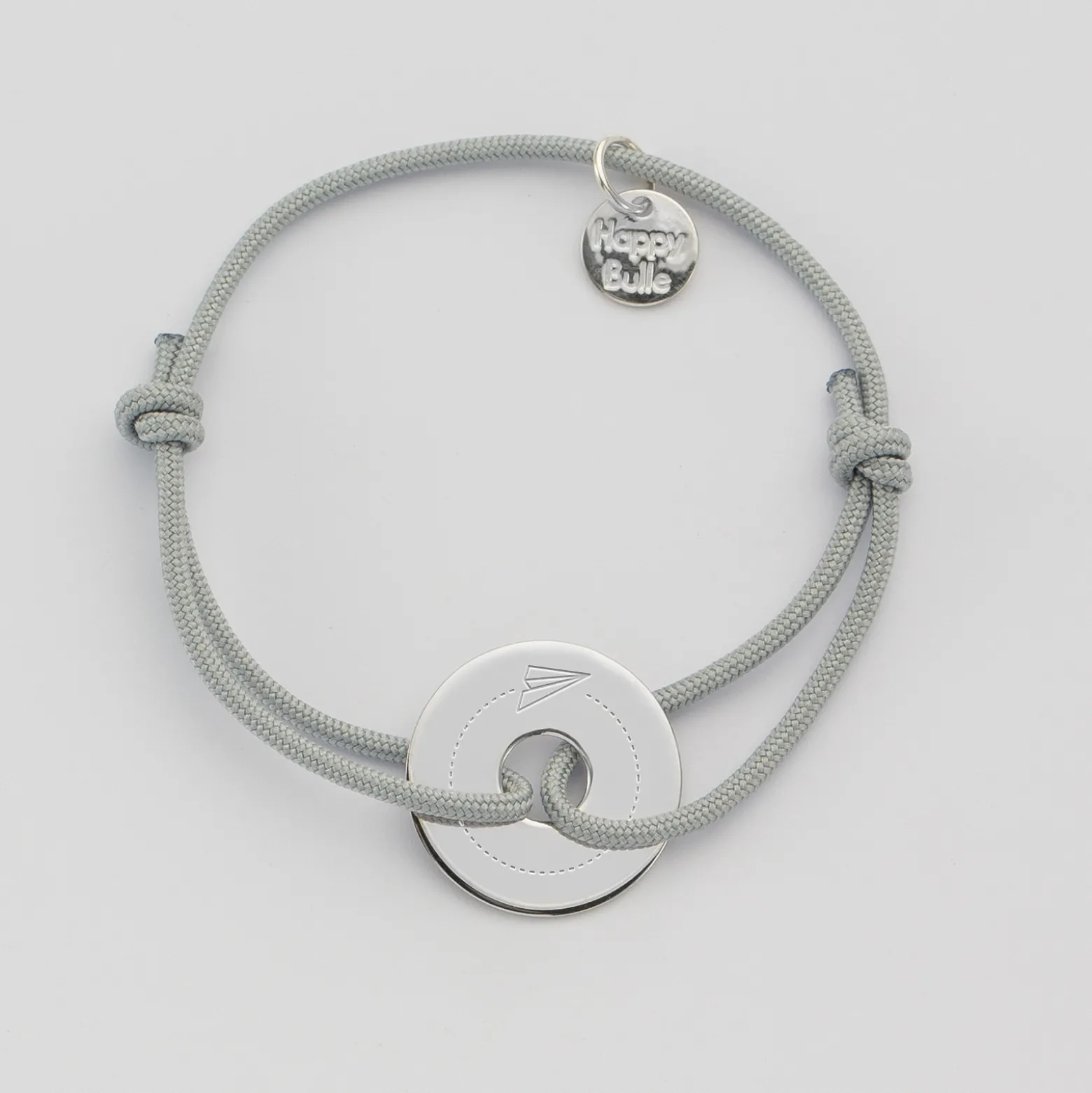 Bracelet enfant personnalisé médaille gravée argent cible 16 mm
