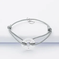Bracelet enfant personnalisé médaille gravée argent cible 16 mm