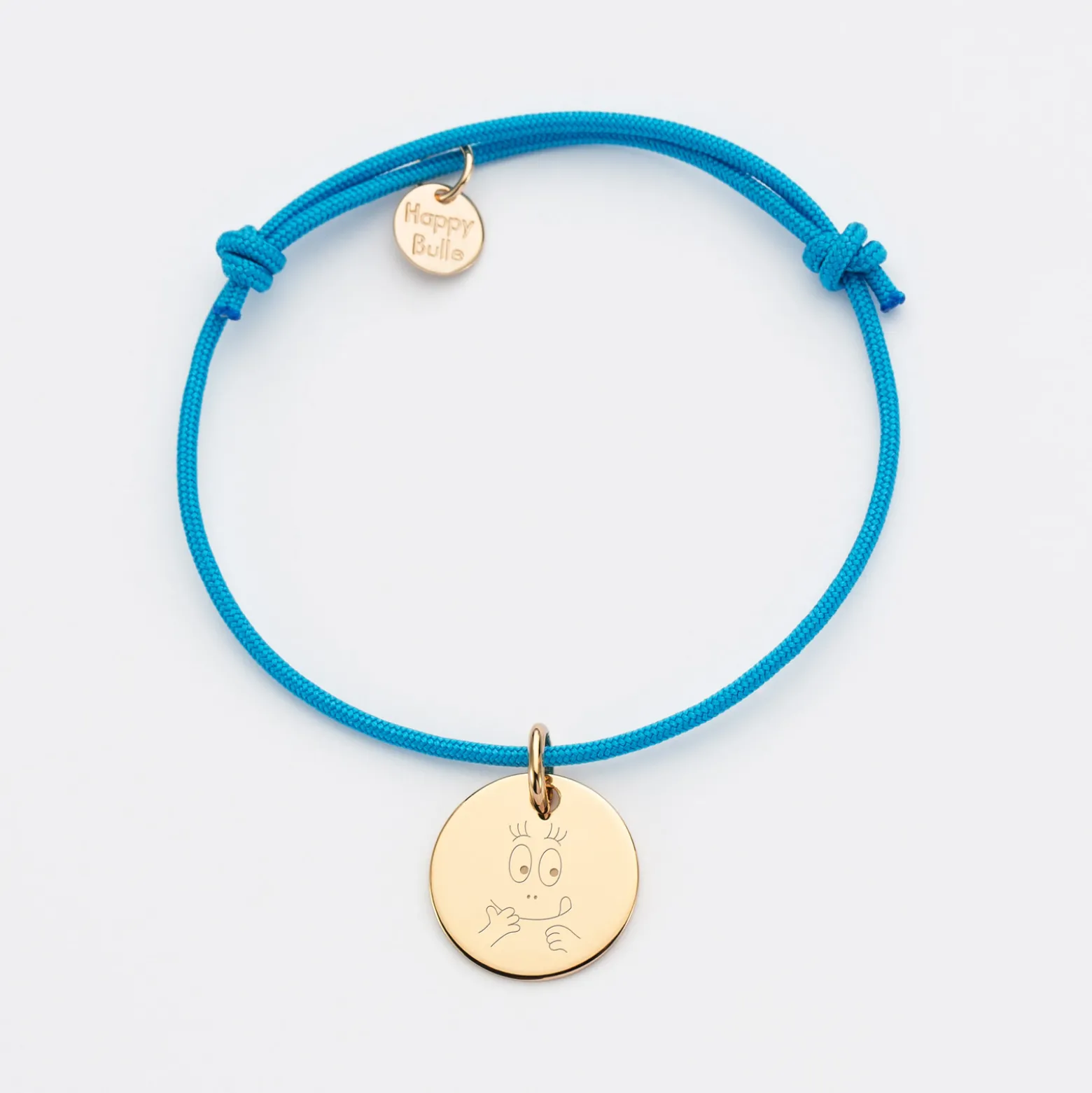 Bracelet enfant personnalisé médaille gravée plaqué or 15mm - Happybulle x Barbapapa