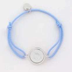Bracelet enfant personnalisé cordon médaille réversible Eternelle gravée argent 2 trous 16 mm - HappyBulle x Capucine