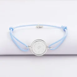 Bracelet enfant personnalisé cordon médaille réversible Eternelle gravée argent 2 trous 16 mm - HappyBulle x Capucine