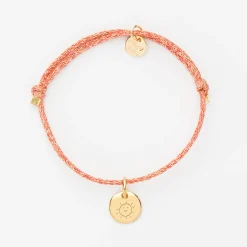 Bracelet enfant personnalisé cordon pailleté médaille gravée plaqué or initiale 10 mm