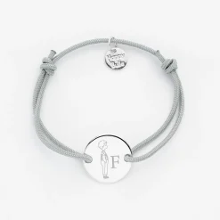 Bracelet enfant personnalisé initiale médaille gravée argent 2 trous 15 mm - HappyBulle x Marie Savart