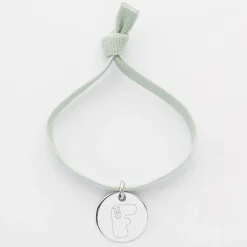 Bracelet enfant personnalisé cordon élastique médaille gravée argent 15 mm - Happybulle x Barbapapa
