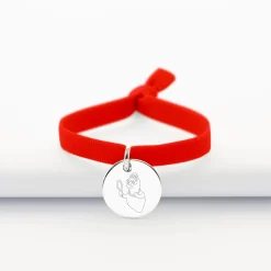 Bracelet enfant personnalisé cordon élastique médaille gravée argent 15 mm - Happybulle x Barbapapa
