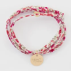 Bracelet EVJF 3 tours Liberty personnalisé médaille gravée plaqué or 15 mm