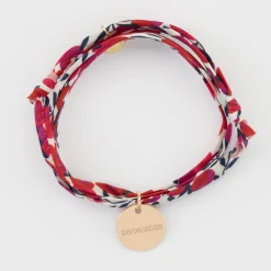 Bracelet EVJF 3 tours Liberty personnalisé médaille gravée plaqué or 15 mm
