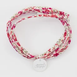 Bracelet EVJF 3 tours Liberty personnalisé médaille gravée argent 15 mm