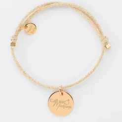 Bracelet EVJF personnalisé cordon pailleté médaille gravée plaqué or 15 mm