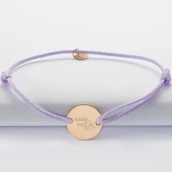 Bracelet EVJF personnalisé médaille gravée plaqué or 2 trous 15mm